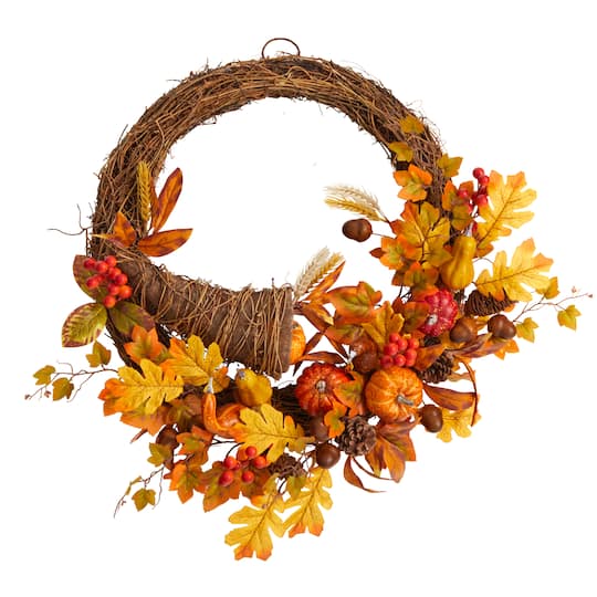 26&#x22; Autumn Cornucopia Fall Wreath